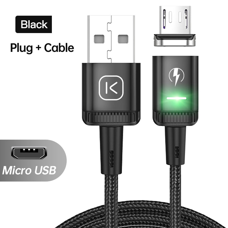 KUULAA-Cable USB magnético LED 3A de carga rápida tipo C, cargador magnético, Cable Micro USB para iPhone, xiaomi, poco y samsung