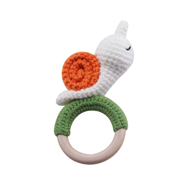 1Pc Baby Wooden Teether Crochet Giraffe Rattle Toy BPA Free Wood Rodent Rattle Baby Mobile Gym Custom logo Educational Toys