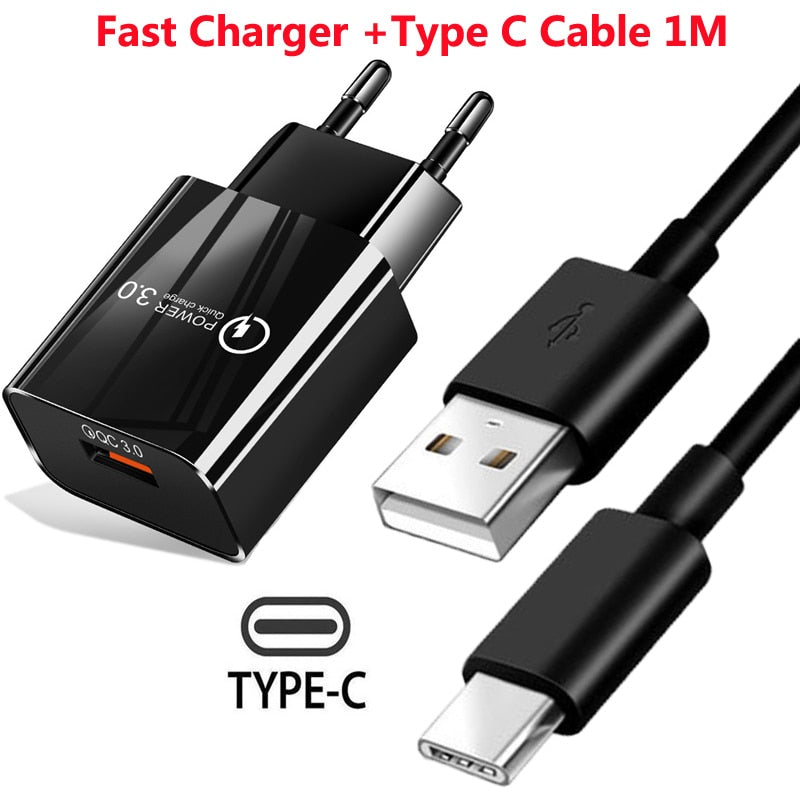 Fast Charger USB EU Wall Mobile Phone Charger For Xiaomi POCO X3 NFC M3 10T lite 10 9 Redmi 9 Note 9 8 Pro Type C Charger Cable