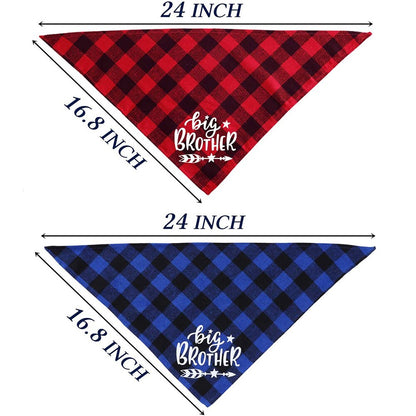 Big Brother Plaid Dog Bandana Pregnancy Announcement Dog Bandana Gender Reveal Photo Prop Pet Scarf Accessories Pet Scarves