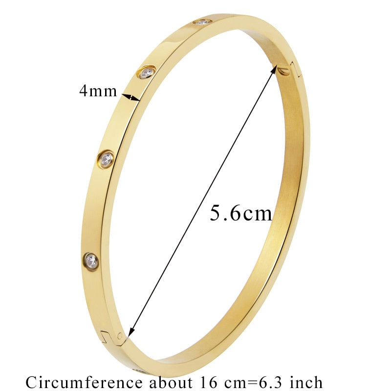 Beautiful Lovers Bracelets Woman Bracelets Stainless Steel Bangles and Bangles Cubic Zirconia Golden Woman Jewelry Gifts