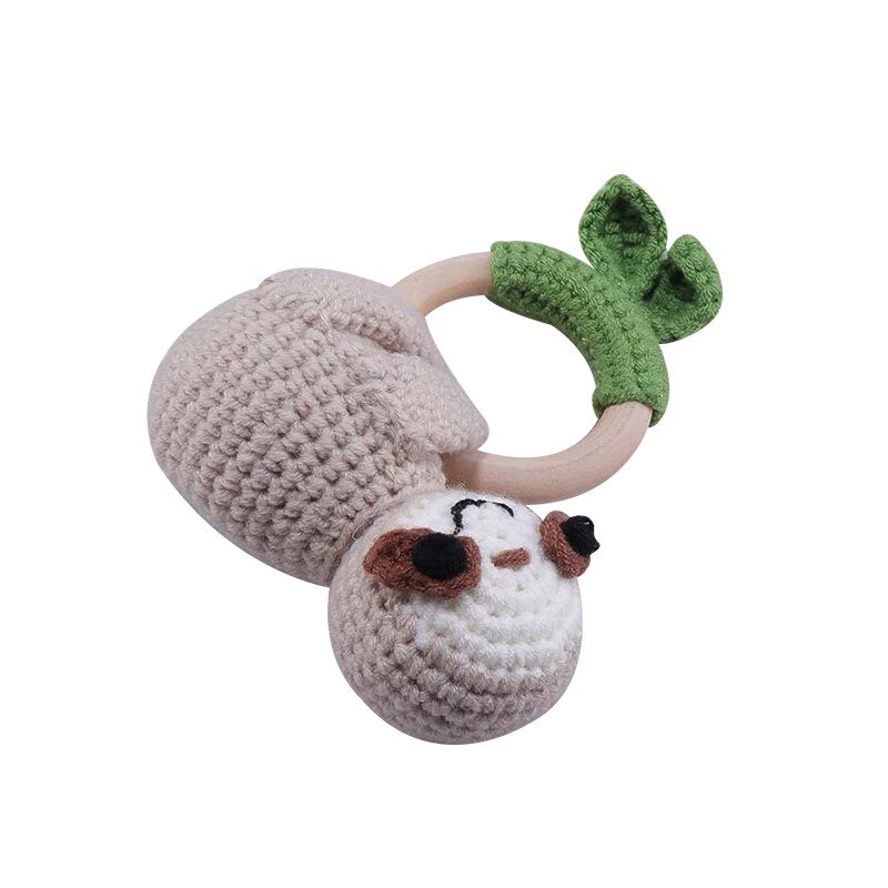 1Pc Baby Wooden Teether Crochet Giraffe Rattle Toy BPA Free Wood Rodent Rattle Baby Mobile Gym Custom logo Educational Toys