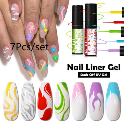 MEET ACROSS 6/12Pcs Nail Liner Gel Set Line Polish Gel Kit Nail Art Design For UV Paint Nail Drawing Polish DIY Painting Varnish