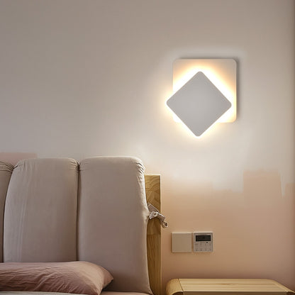 Square Round LED Wall Lamp For Bedroom Living Room Wall Lights 360 Degrees Rotatable White Or Black Panited Metal 9w Fixtures