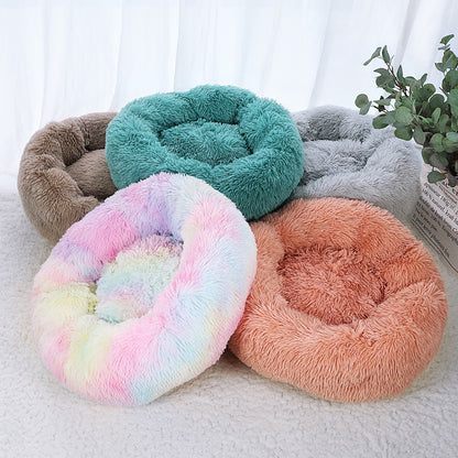 Super Soft Cat Bed House Warm Winter Cat Puppy Sleeping Beds Nest Long Plush Kitten Round Sofa Small Dogs Cat Kennel Anti Slip