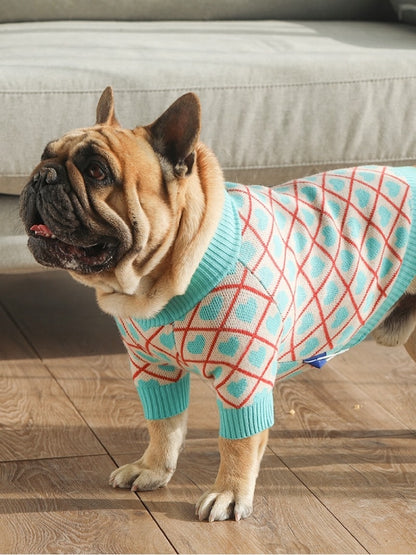 2020 Blue heart Dog sweater dog clothes  french bulldog clothes