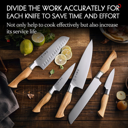 HEZHEN 1-5PC Knife Set Sandivik 14C28N Steel Stainless Steel Chef Santoku Utility Paring Cook Knife For Meat Sharp Kitchen Knife