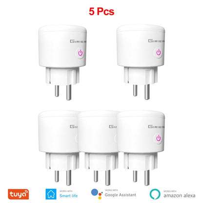 20A Tuya Wifi Smart Plug EU with Power Monitor Function Smart Life App Remote Control Socket Outlet Works with Alexa Google Home