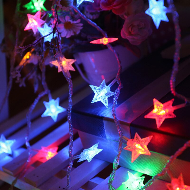 10/20 LED Star Fairy Lights Garland Battery Operated Star Twinkle String Light Copper Wire Lighting Wedding Christmas Decoration