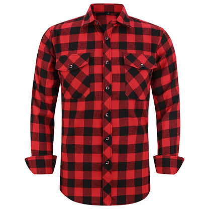 2022 New Men&#39;s Plaid Flannel Shirt Spring Autumn Male Regular Fit Casual Long-Sleeved Shirts For (USA SIZE S M L XL 2XL)