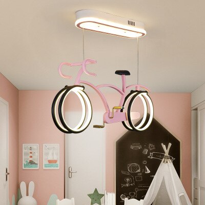 Children&#39;s room chandelier eye protection simple modern boys and girls bedroom LED personality cartoon bicycle lights