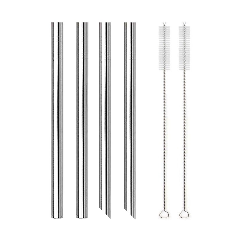 4Pcs Colorful 12mm Reusable Metal Boba Straws with 2 Brush 304 Stainless Steel Straws Set Bar Drinking Bent Straw for Bubble Tea