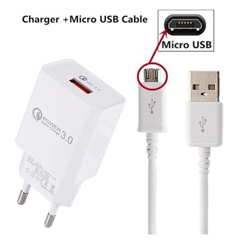 18W QC 3.0 USB Charger Quick Charge 3.0 Fast Charging Mobile Phone Charger Cable for Samsung Xiaomi huawei LG SONY Wall Adapter