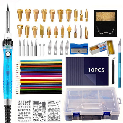 DIY 99Pcs wood burning kit heat transfer gourd engraving tool with switch thermostat soldering iron pen kit 302-842℉