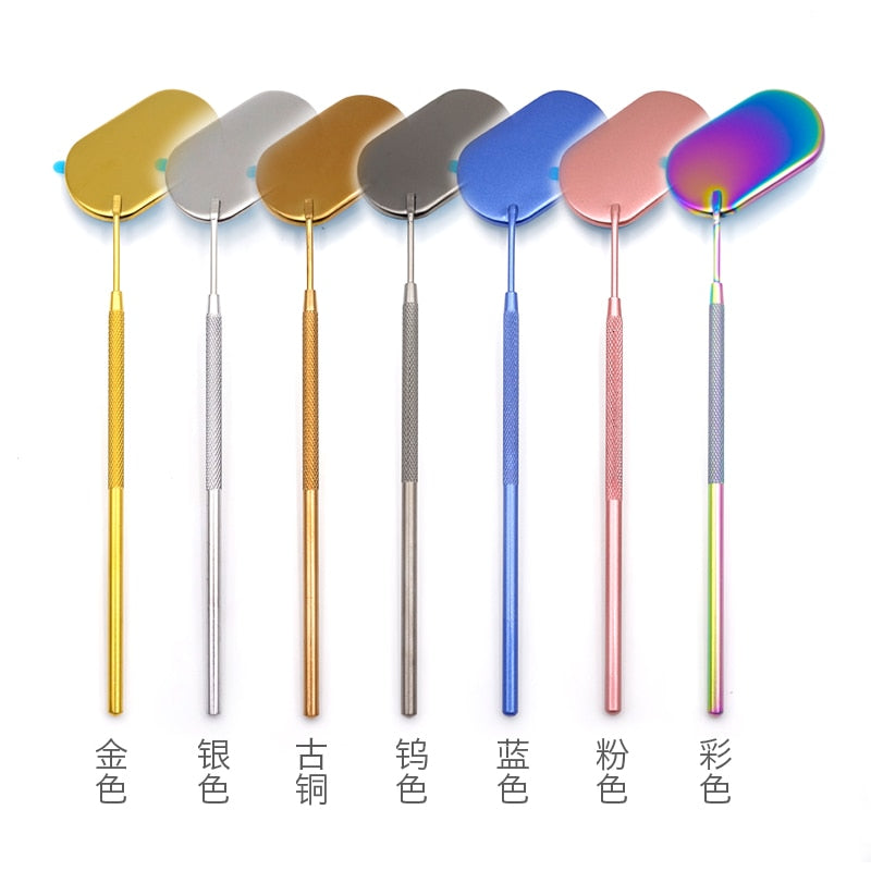 1pcs Multi Colors Stainless Steel Multifunction Checking Oval Lash Mirror Eyelashes Extension Beauty Makeup Portable Mirror Tool