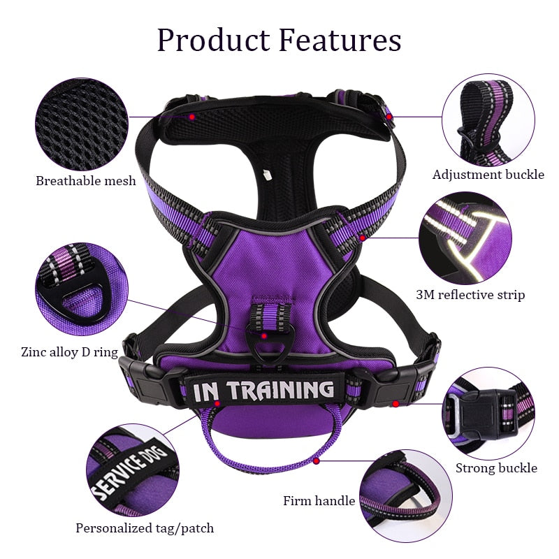 Nylon Adjustable Dog Harness Personalized Reflective Dog Harness Vest Breathable Pet Harness Leash For Small Medium Large Dogs