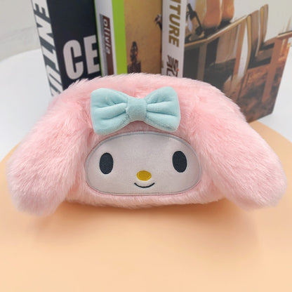 Sanrioed Hello Kitty Plush Pencil Case My Melody Cinnamoroll Purin Cartoon Storage Bag Large Capacity Makeup Bag Stationery Gift