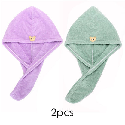 Quick-dry Hair Towel Women Hair Drying Hat Cap Hat Bath Hat Microfiber Solid Towel Cap Super Absorption Turban Hair Dry Cap