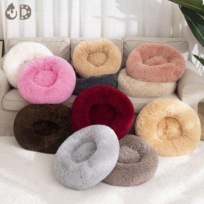 Pet Cat Bed Cushion Comfortable Donut Round Plush Kennel Pet Dog Nest Bed Winter Ultra Soft Washable Pet Bed for Dogs Cats