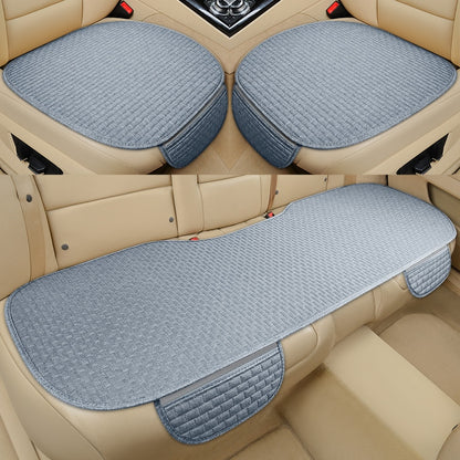 Flax Car Seat Cover Front Rear Linen Fabric Cushion Breathable Protector Mat Pad Universal Auto Interior Styling Truck SUV Van