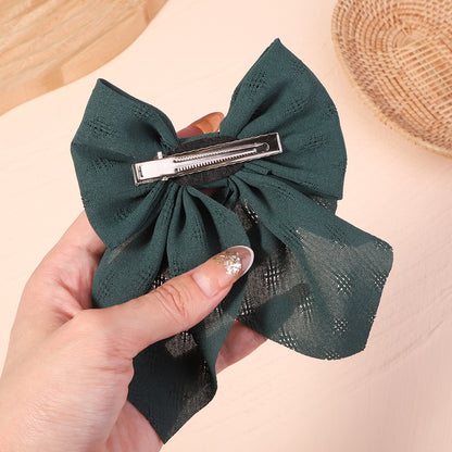 2Pcs/set Women Girls Sweet Solid Bowknot Hair Clips Print Bows Hairpins Ribbon Barrettes Duckbill Clip Headwear Hair Accessories