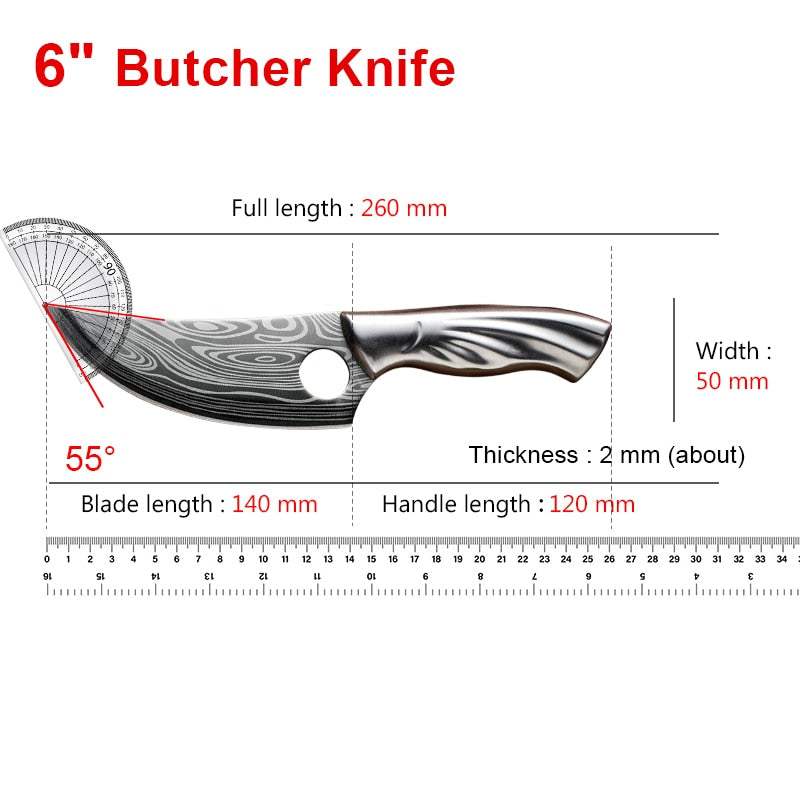 Stainless Steel Cleaver Chopping Kitchen Knife Chef Butcher Knives Meat Fruit Boning Fishing Hunting Camping Cooking Tools