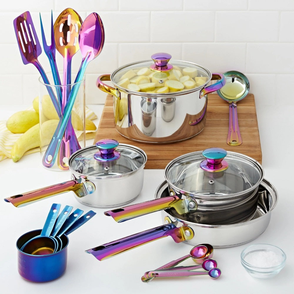 Stainless Steel 20-Piece Cookware Set, with Kitchen Utensils and Tools