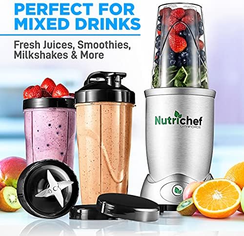 Personal Electric Single Serve Blender - 1200W Professional Kitchen Countertop Mini Blender Shakes and Smoothies w/ Pulse Blend,