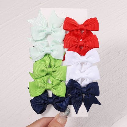 10Pcs/Set New Cute Solid Ribbon Bowknot Hair Clips for Baby Girls Handmade Bows Hairpin Barrettes Headwear Kids Hair Accessories