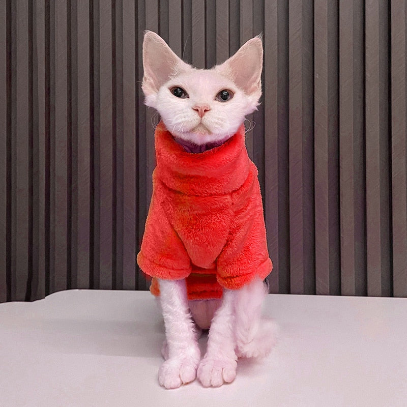 2022 New Hairless Cat Sweater Winter Fashion Thickening Warm Sphynx Clothes Home Comfortable Winter Dog Clothes for Small Dogs