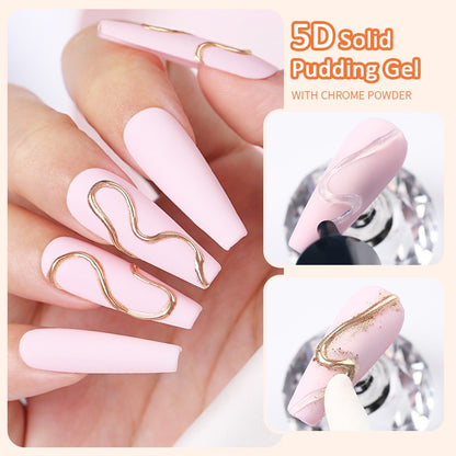 BORN PRETTY 8g Tube 5D Pudding Gel Korean-Style 5D Solid Gel Emboss Nail Design Macaron Translucent Paint Liner Gel 6 Colors