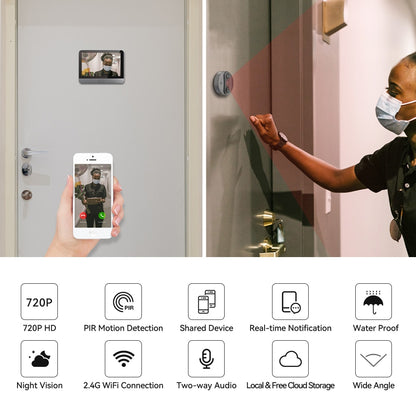 Jeatone Tuya smart WiFi door bell With 1080P/120°Camera video peephole for door 4.3&quot; LCD  screen 24H PIR Movement Detection Eye