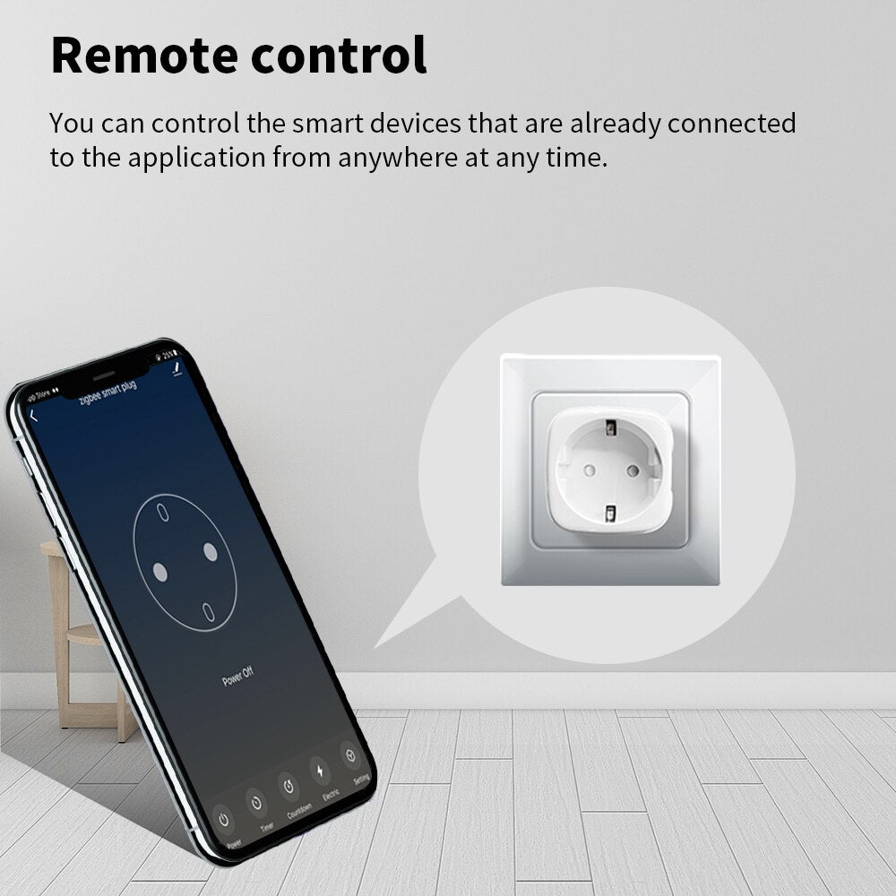 GERMA Zigbee Socket EU Plug Adapter Tuya Smart Home Wireless Remote Control Smart Socket Power Outlet Support Google Home Alexa