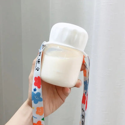 200ml Water Bottle Mini Glass Water Bottles Portable Cute Heat Resistant Water Cup Creative Simple Cup Handle Small Milk Cup