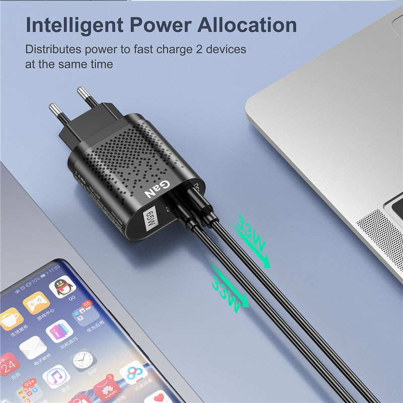 USLION 65W GaN Charger Tablet Laptop Fast Charger Type C PD Quick Charger Korean Specification Plugs Adapter For iPhone Samsung