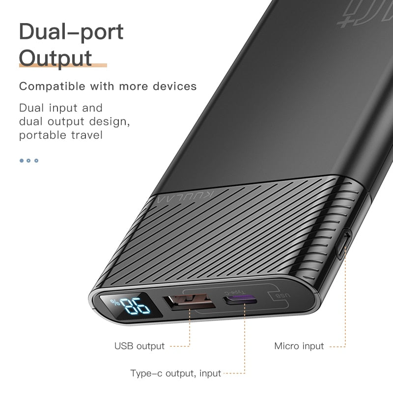 KUULAA Power Bank 10000mAh QC PD 3.0 PoverBank Fast Charging PowerBank 10000 mAh USB External Battery Charger For iPhone 14 13