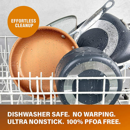 Diamond 12 Piece Cookware Set, Non-Stick Copper Coating, Includes Skillets, Frying Pans and Stock Pots, Dishwasher and Oven Safe