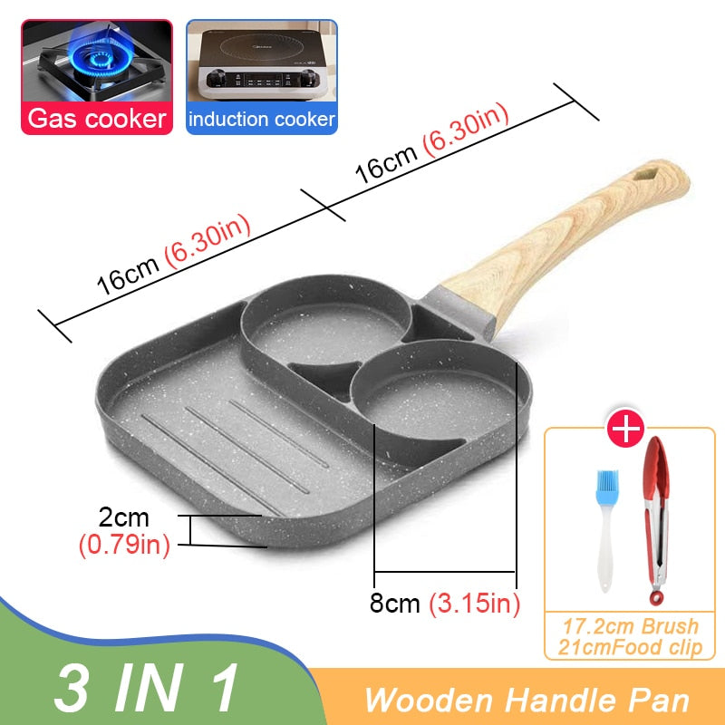 2/4-Hole Frying Pot Pan Thickened Omelet Pan Non-stick Egg Pancake Steak Pan Cooking Egg Ham Pans Dual Purpose Cookware Pan