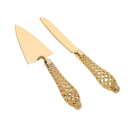 Western food baking tools hollow out handle triangular pizza shovel cake dessert knife two-piece Wedding Gift Set