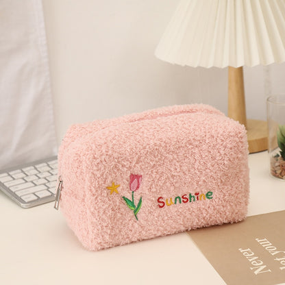 Large Capacity Plush Cosmetic Storage Bag Women Makeup Organizer Handbag Stationery Bag Pencil Case Pencilcase Pen Box Supplies