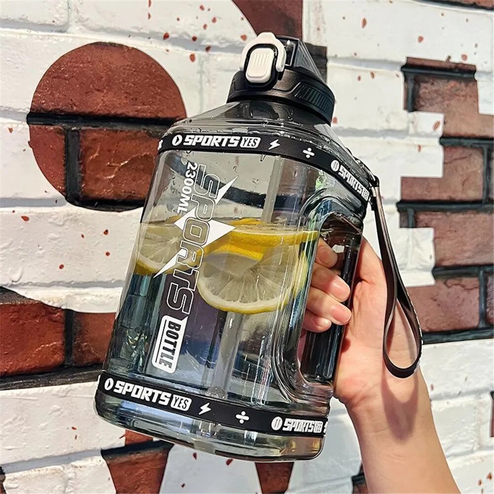 Sports Water Bottle 1.5 Liters Silicone Straw Waterbottle 2.3 Liter Big Bottles Portable Travel Bottle Sport Fitness Cup