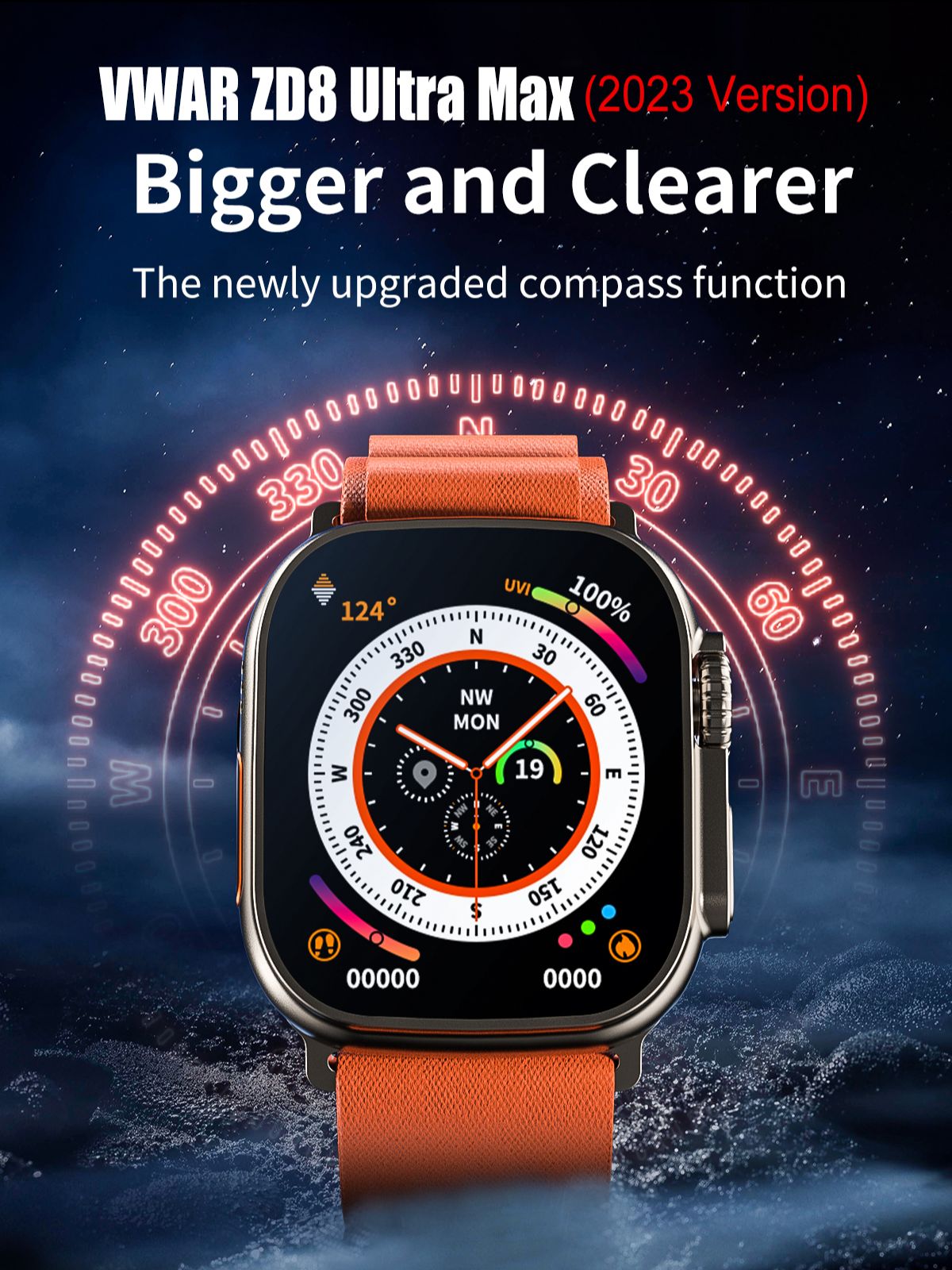 2023 VWAR ZD8 Ultra MAX Smart Watch Series 8 Compass 49mm Titanium Alloy Bluetooth Call NFC ECG IP68 Waterproof Smartwatch Men