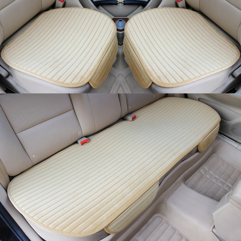 Car Seat Cover Car Accessory Front Rear Flocking Cloth Winter Warm Cushion Breathable Protector Mat Pad Universal Auto Interior