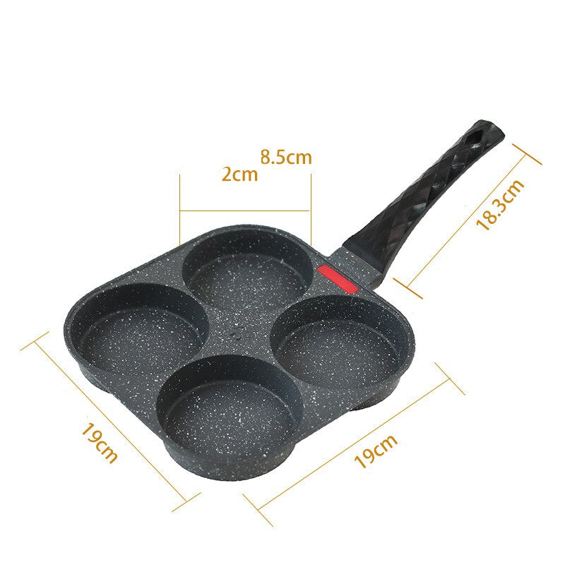 Four Hole Fried Egg Frying Pan Non-stick Surface Breakfast Egg Burger Pan Easy To Clean Convenient  Practical Kitchen Tools