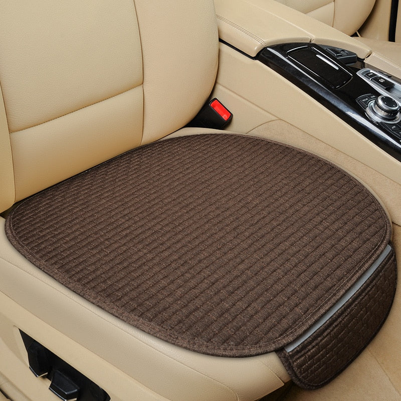 Flax Car Seat Cover Breathable Comfortable Summer Linen Seat Cushion Protector With Storage Bag Auto Interior Mat Universal Size