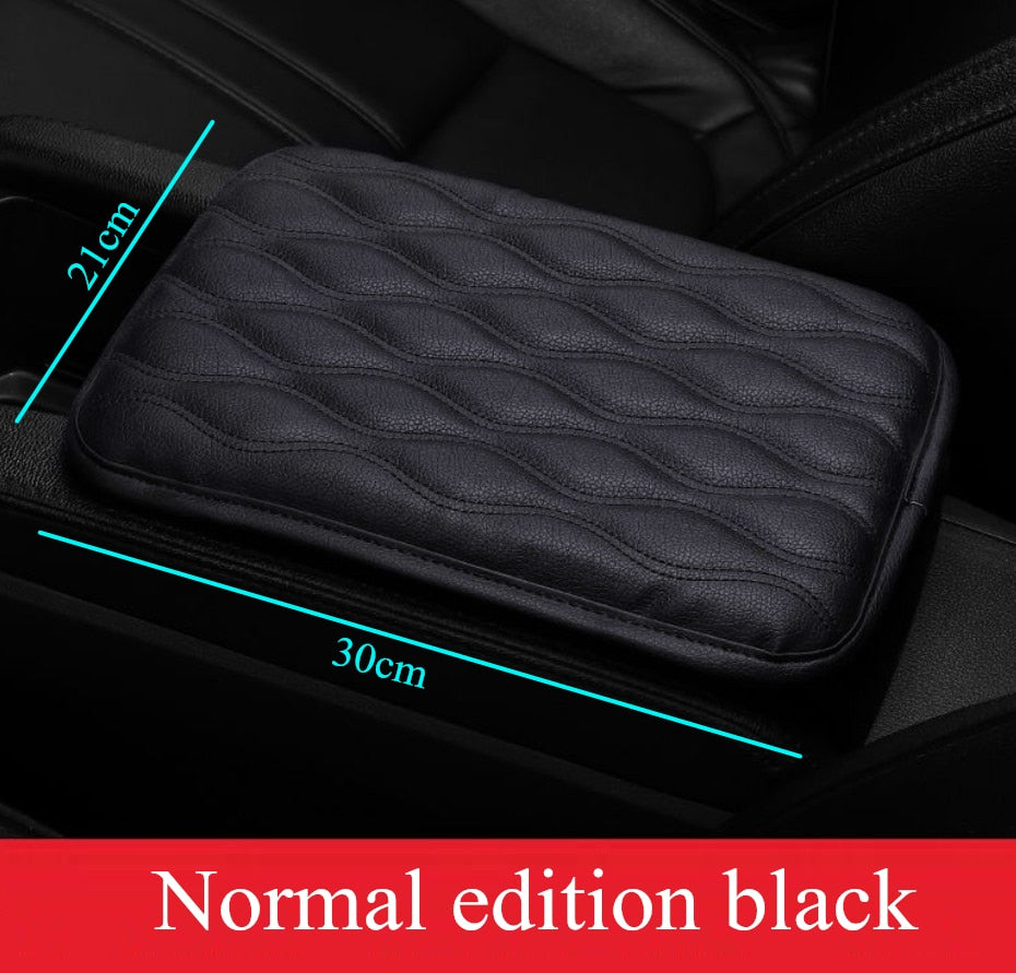 Wave Embroider PU Leather Car Armrest Mat Center Console Arm Rest Protection Cushion Auto Armrests Storage Box Cover Pad