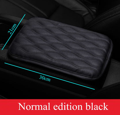 Wave Embroider PU Leather Car Armrest Mat Center Console Arm Rest Protection Cushion Auto Armrests Storage Box Cover Pad