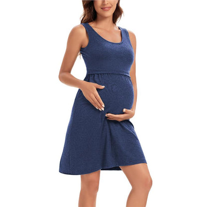 Nursing Dress Striped Baby Shower Breastfeeding Pregnancy Dress Elegant Sleeveless Premama Pregnant Dresses Vestido Robe Femme