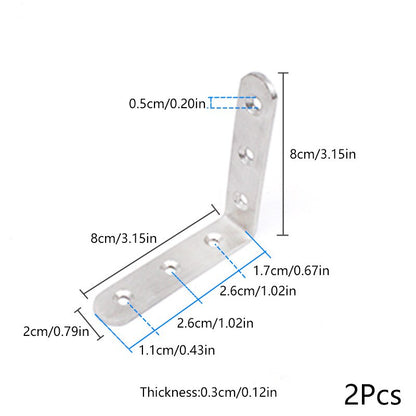 2pcs Table Chair Corner Shelf Bracket Thickened Angle Code Plus Fixed Support Connector Stainless Steel L Shaped Furniture Hardw