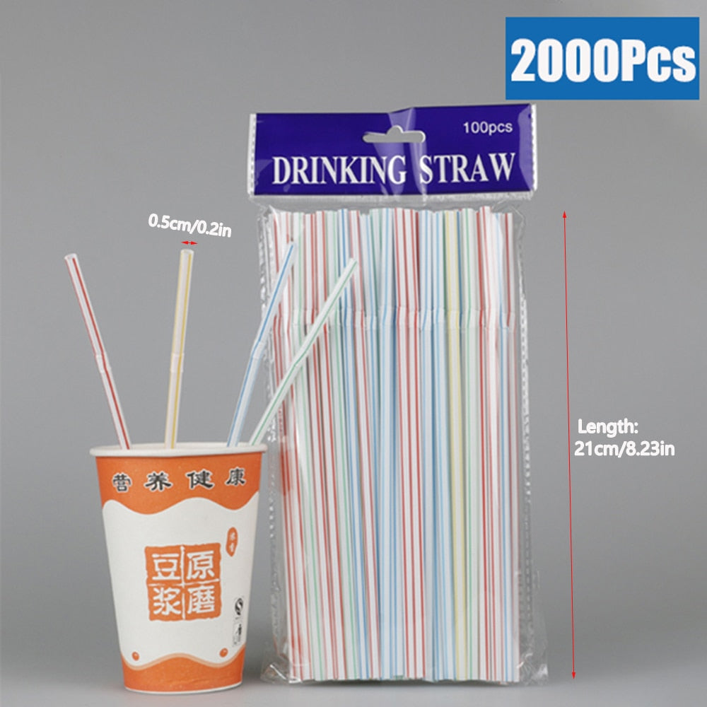 100/500/12000Pcs Multicolor Drinking Straws Rietjes Black Straw Cocktail Kitchen Wedding Bar Party Beverage Straws Accessories